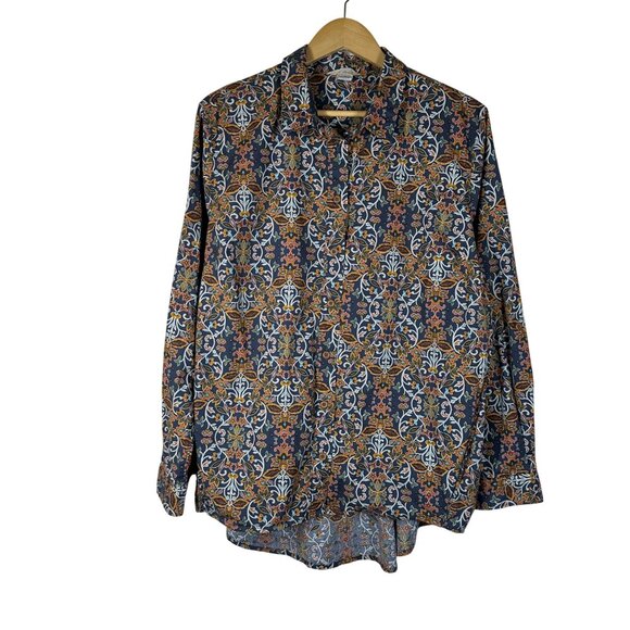 Duluth Trading Print Maker Poplin Tunic Shacket Womens Size XL Crisscross Back - Picture 2 of 11